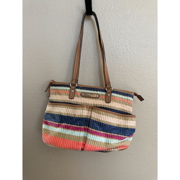 Rosetti Womens striped‎ shoulder Bag multicolor zipper pockets - Picture 1 of 9